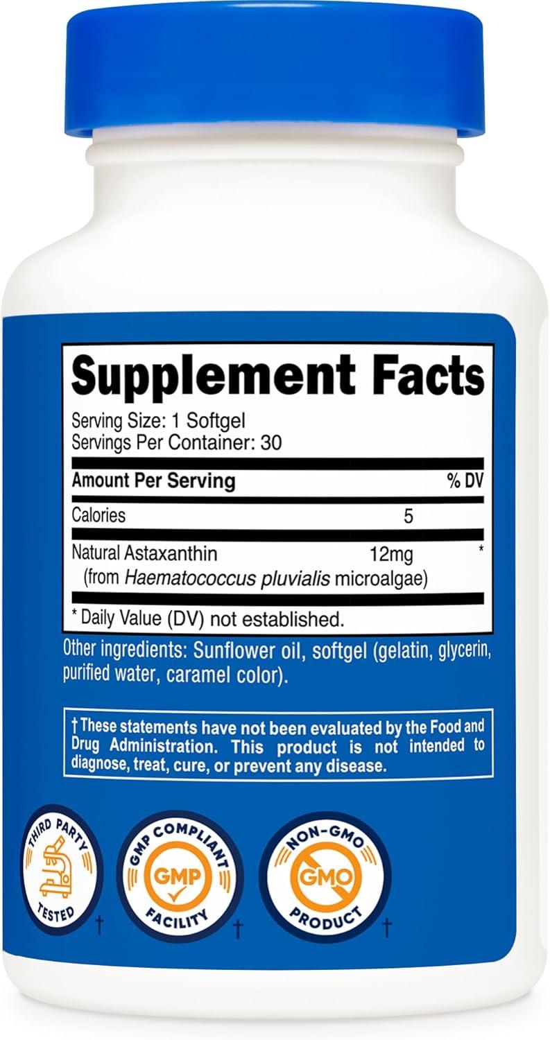 image:imageNutricost Astaxanthin 12mg 60 Softgels NonGMO and Gluten Free 2 Month Supply30 Count Pack of 1