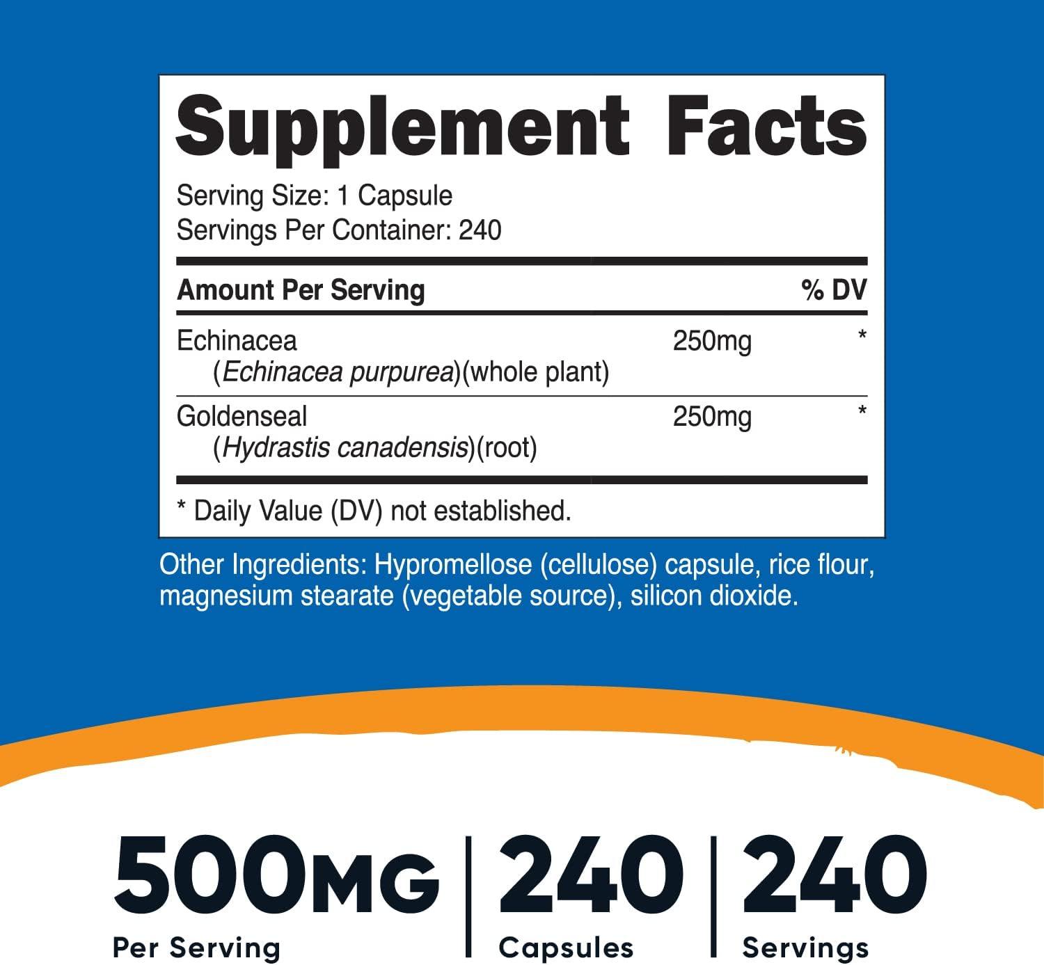 image:imageNutricost Echinacea amp Goldenseal Root 500mg 240 Capsules Vegetarian Caps Non GMO Gluten Free1 Count Pack of 3