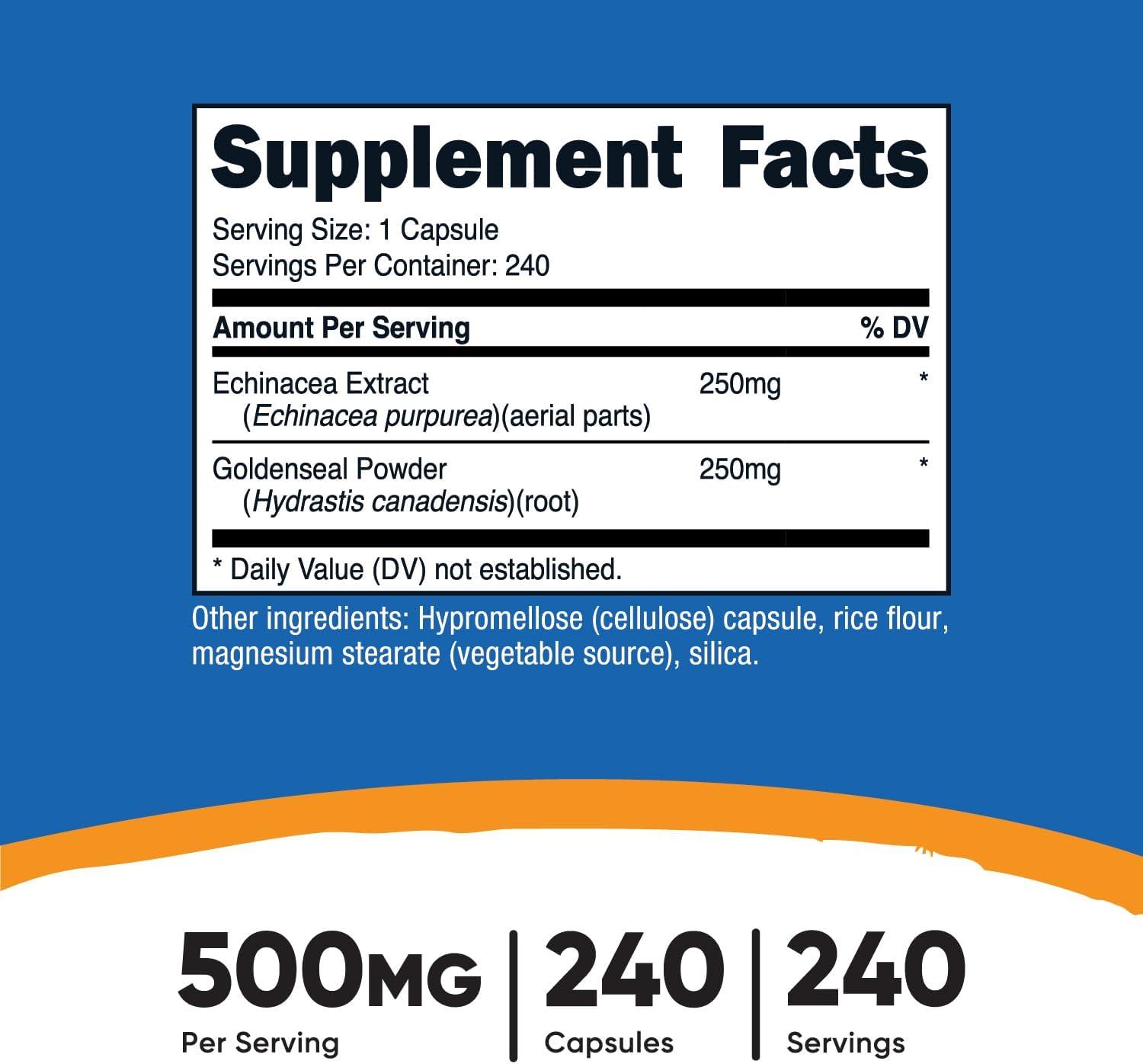 image:imageNutricost Echinacea amp Goldenseal Root 500mg 240 Capsules Vegetarian Caps Non GMO Gluten Free240 Count Pack of 1