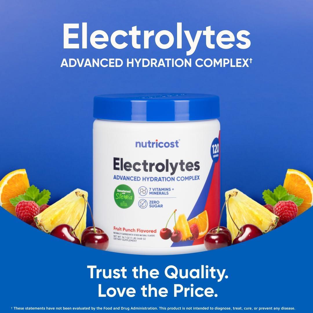 image:imageNutricost Electrolyte Complex Powder 60 Servings Blue Raspberry Hydration Supplement Drink Mix with Vitamins and MineralsFruit Punch