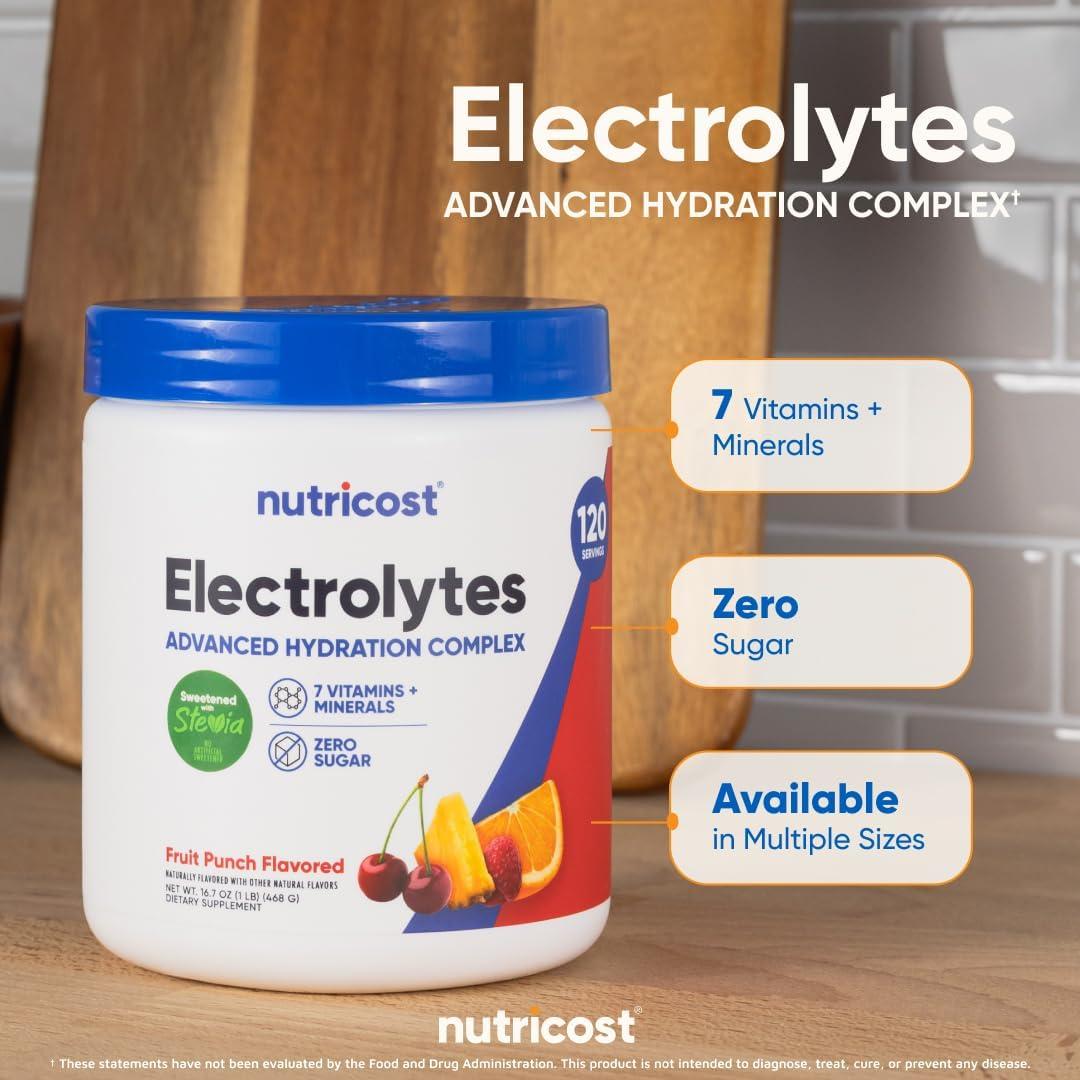 image:imageNutricost Electrolyte Complex Powder 60 Servings Blue Raspberry Hydration Supplement Drink Mix with Vitamins and MineralsFruit Punch