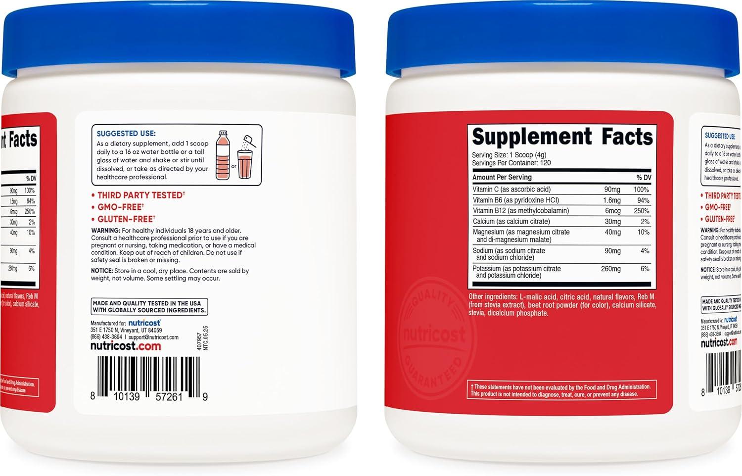 image:imageNutricost Electrolyte Complex Powder 60 Servings Blue Raspberry Hydration Supplement Drink Mix with Vitamins and MineralsFruit Punch
