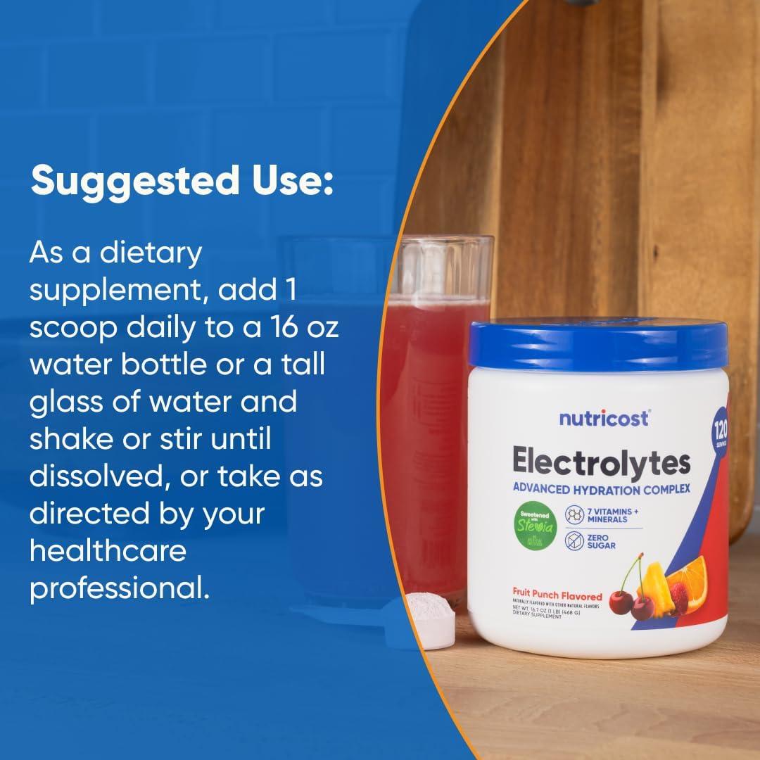 image:imageNutricost Electrolyte Complex Powder 60 Servings Blue Raspberry Hydration Supplement Drink Mix with Vitamins and MineralsFruit Punch