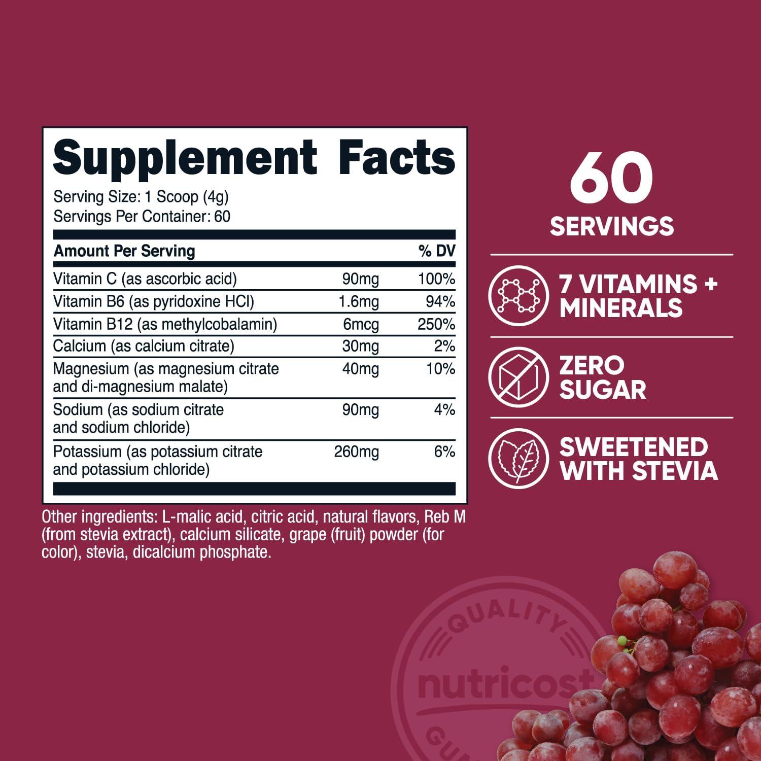 image:imageNutricost Electrolyte Complex Powder 60 Servings Blue Raspberry Hydration Supplement Drink Mix with Vitamins and MineralsGrape