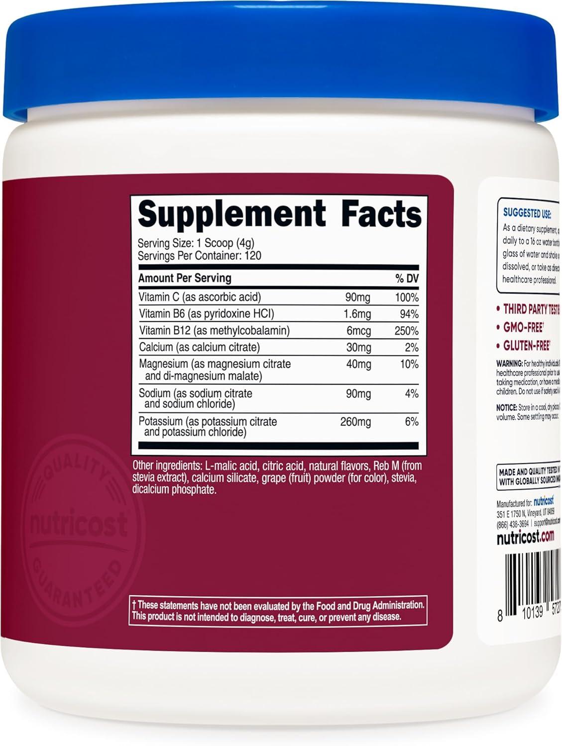 image:imageNutricost Electrolyte Complex Powder 60 Servings Blue Raspberry Hydration Supplement Drink Mix with Vitamins and MineralsGrape