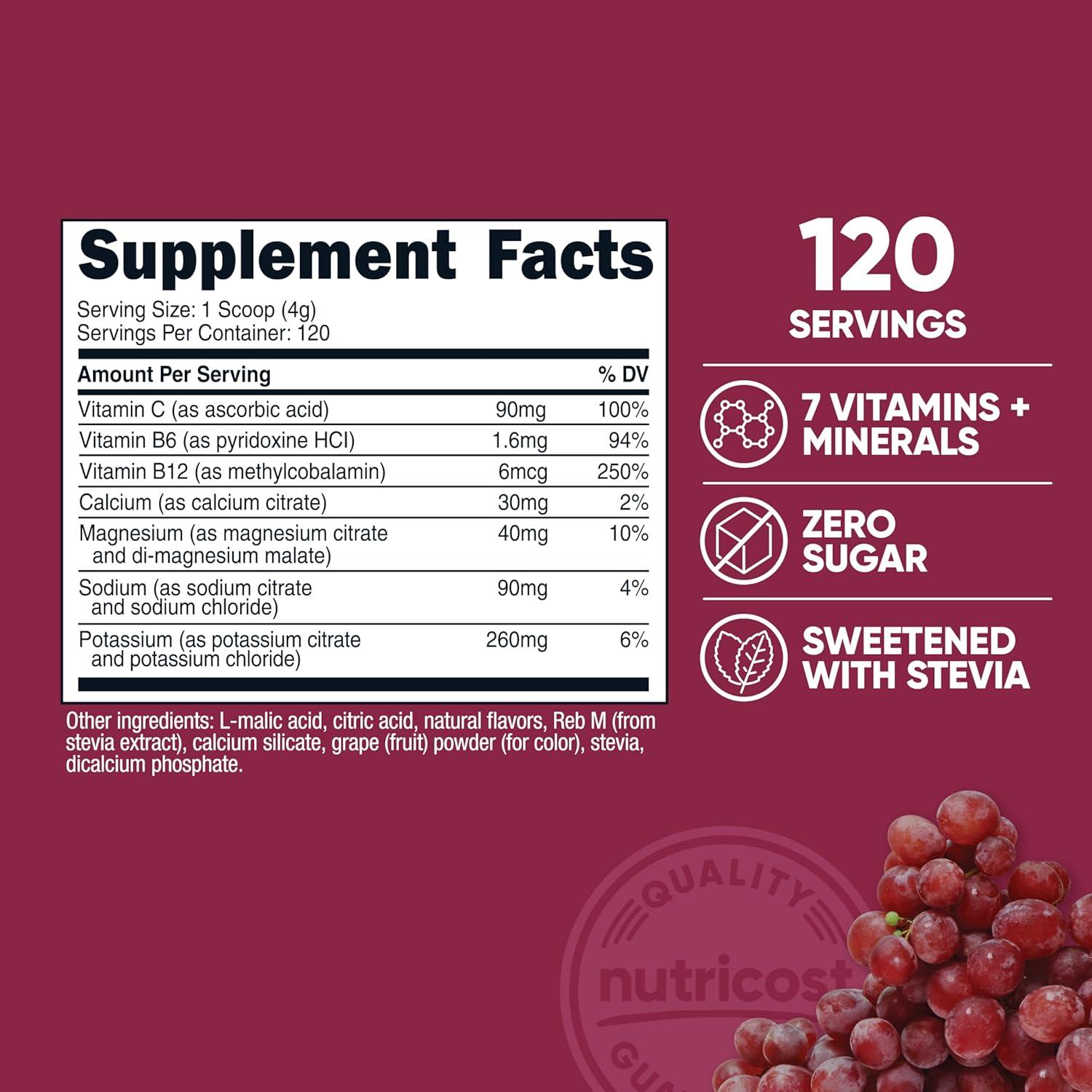 image:imageNutricost Electrolyte Complex Powder 60 Servings Blue Raspberry Hydration Supplement Drink Mix with Vitamins and MineralsGrape