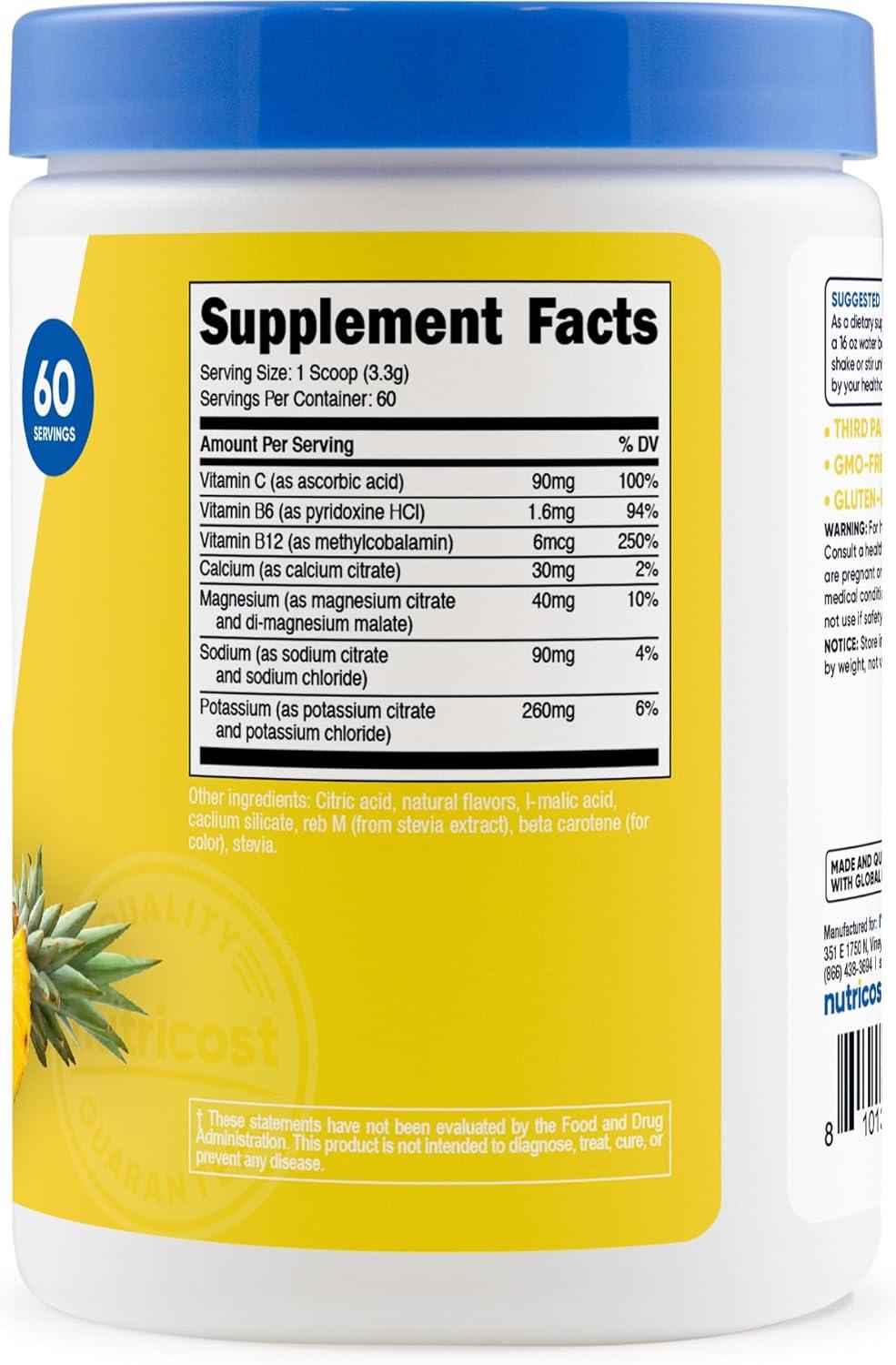 image:imageNutricost Electrolyte Complex Powder 60 Servings Blue Raspberry Hydration Supplement Drink Mix with Vitamins and MineralsPineapple Ice