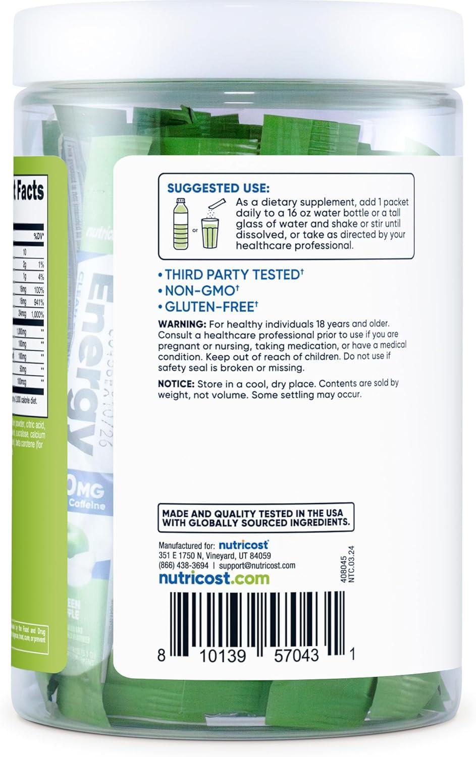 image:imageNutricost Energy Complex Stickpack 20 Servings Grape Flavored GlutenFree NonGMOGreen Apple