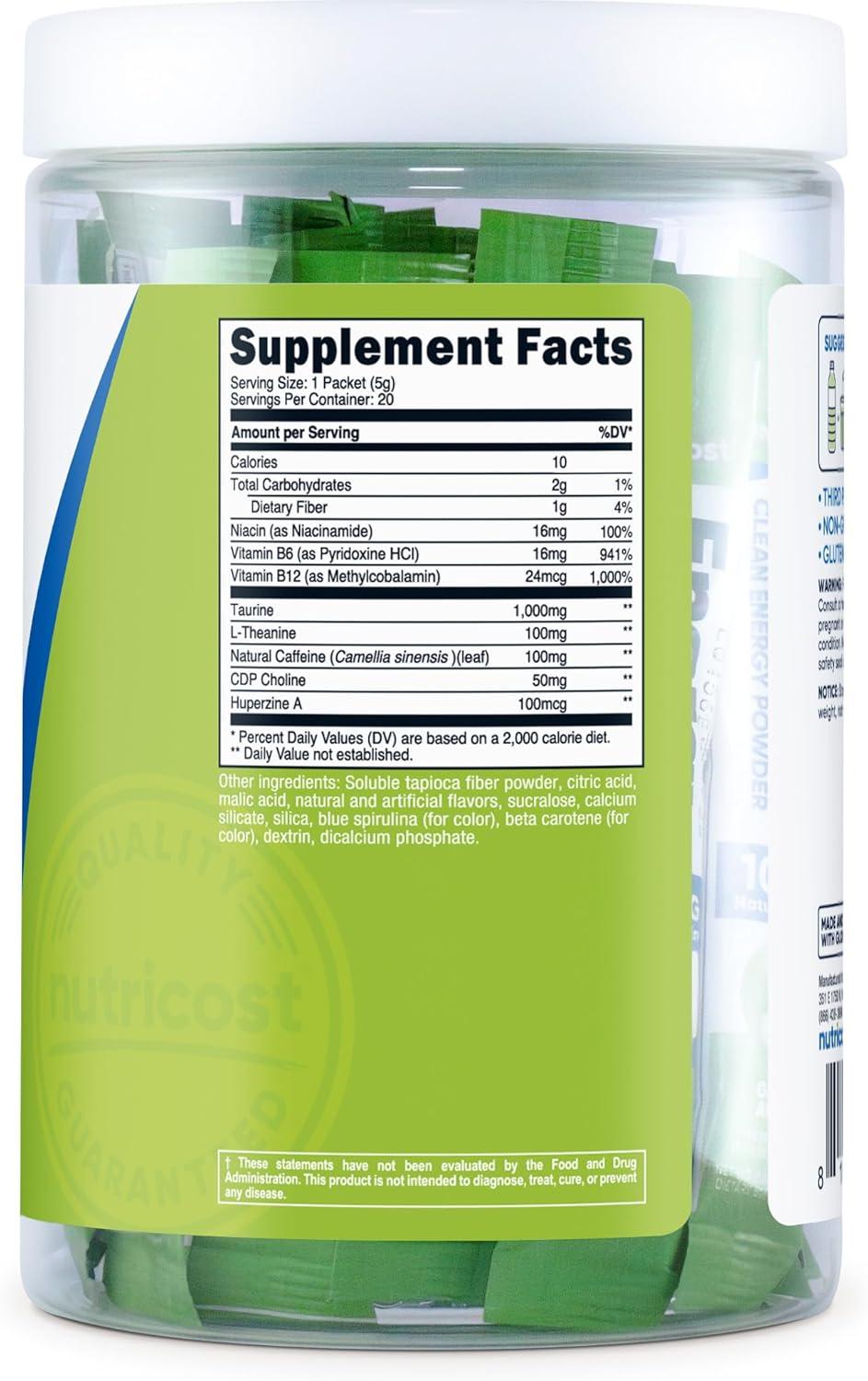 image:imageNutricost Energy Complex Stickpack 20 Servings Grape Flavored GlutenFree NonGMOGreen Apple