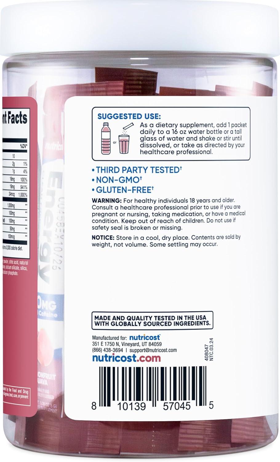 image:imageNutricost Energy Complex Stickpack 20 Servings Grape Flavored GlutenFree NonGMOPassionfruit Guava