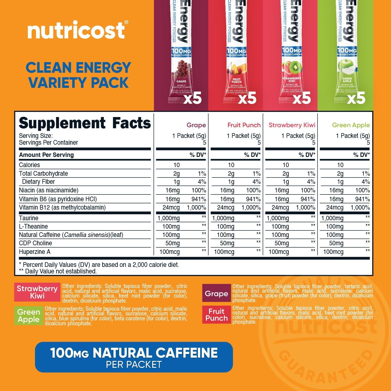 image:imageNutricost Energy Complex Stickpack 20 Servings Grape Flavored GlutenFree NonGMOVariety Pack