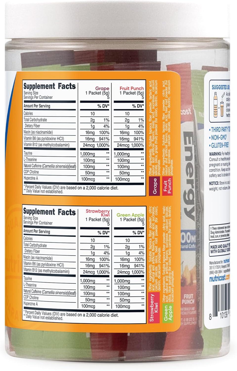 image:imageNutricost Energy Complex Stickpack 20 Servings Grape Flavored GlutenFree NonGMOVariety Pack