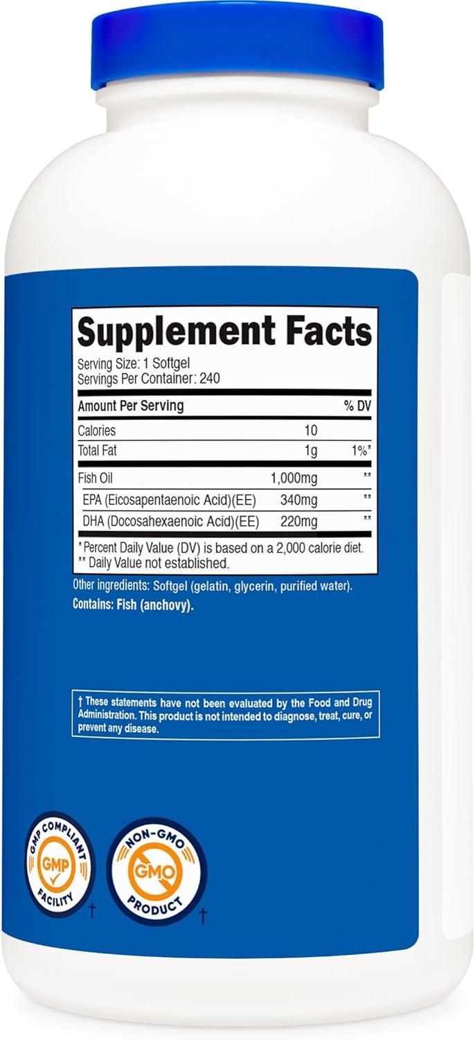 image:imageNutricost Fish Oil Omega 3 Softgels with EPA amp DHA 1000mg of Fish Oil 560mg of Omega3 240 Softgels NonGMO Gluten Free240 Count Pack of 3