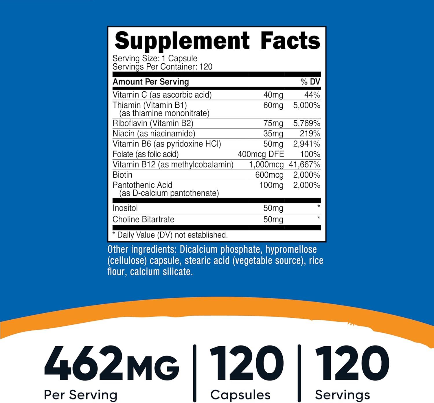 image:imageNutricost High Potency Vitamin B Complex 462mg 120 Capsules with Vitamin C Energy Complex120 Count Pack of 1