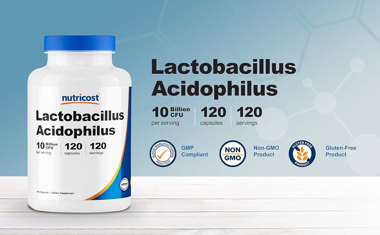 image:imageNutricost Lactobacillus Acidophilus 10 Billion CFU 120 Vegetarian Capsules120 Count Pack of 2