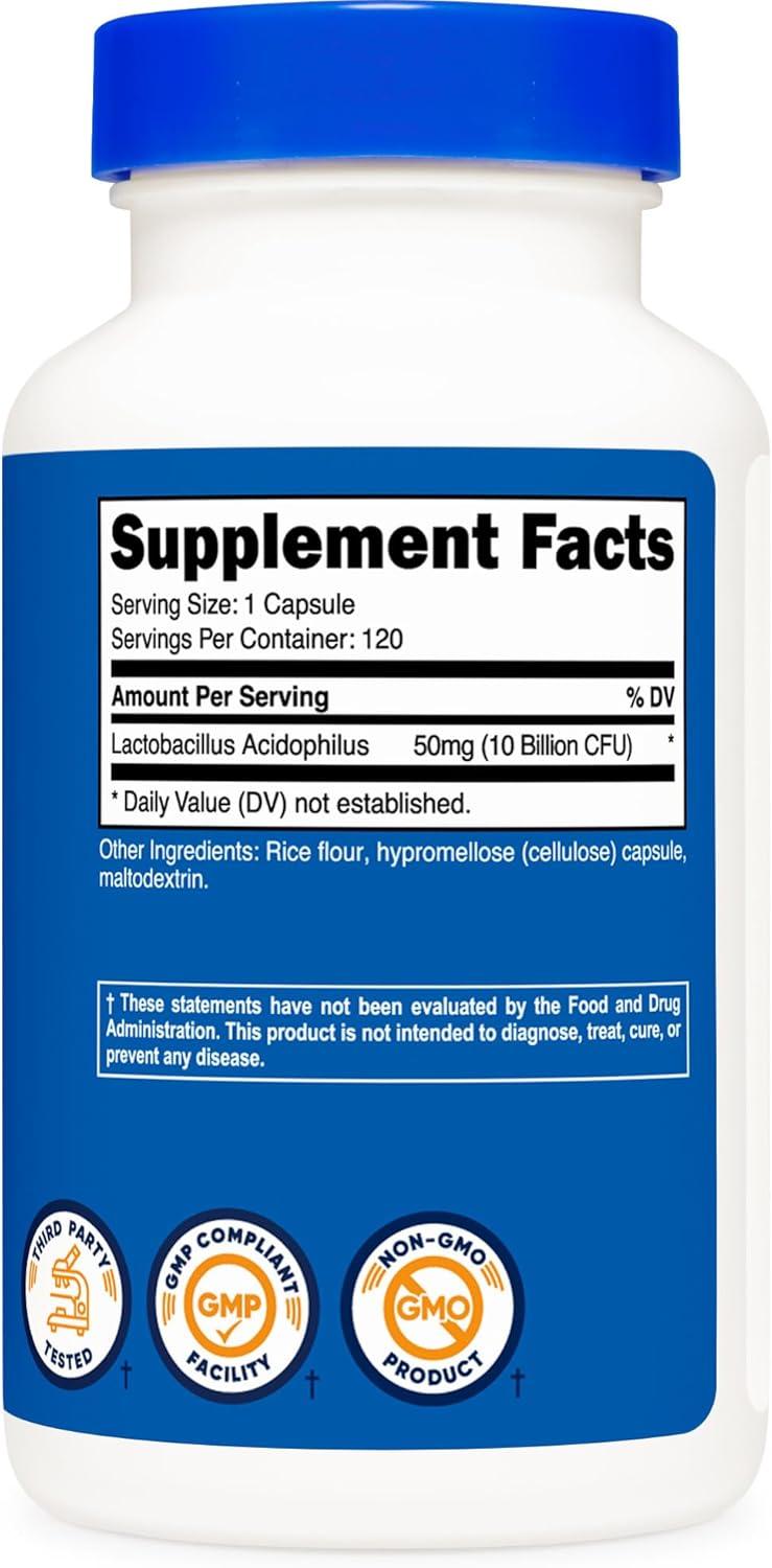 image:imageNutricost Lactobacillus Acidophilus 10 Billion CFU 120 Vegetarian Capsules120 Count Pack of 2
