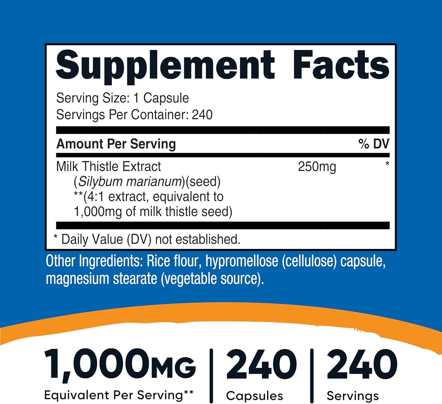 image:imageNutricost Milk Thistle Extract 240 Capsules for 240 Servings Per Bottle Vegan GMO Free and Gluten Free240 Count Pack of 1