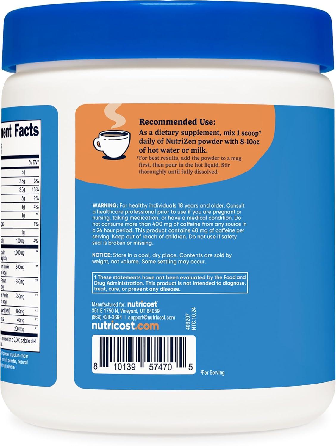 image:imageNutricost Nutrizen AM Focus Adaptogenic Mushroom Drink Hot Cocoa Flavored 30 Servings Includes Reishi Lions Mane Shiitake CordycepsCaf Latte
