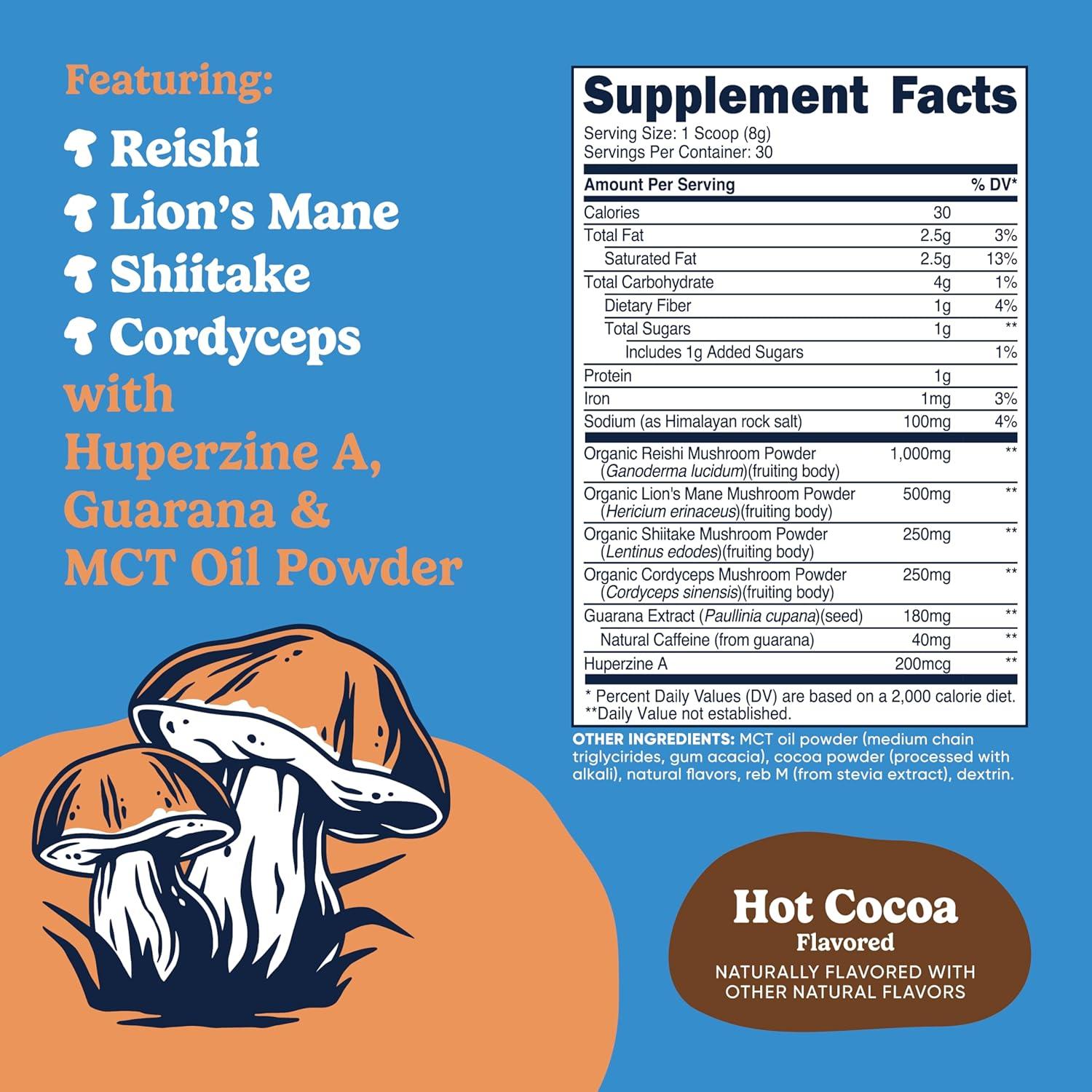 image:imageNutricost Nutrizen AM Focus Adaptogenic Mushroom Drink Hot Cocoa Flavored 30 Servings Includes Reishi Lions Mane Shiitake CordycepsHot Cocoa