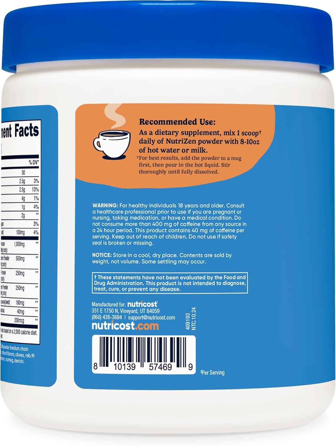 image:imageNutricost Nutrizen AM Focus Adaptogenic Mushroom Drink Hot Cocoa Flavored 30 Servings Includes Reishi Lions Mane Shiitake CordycepsVanilla Chai