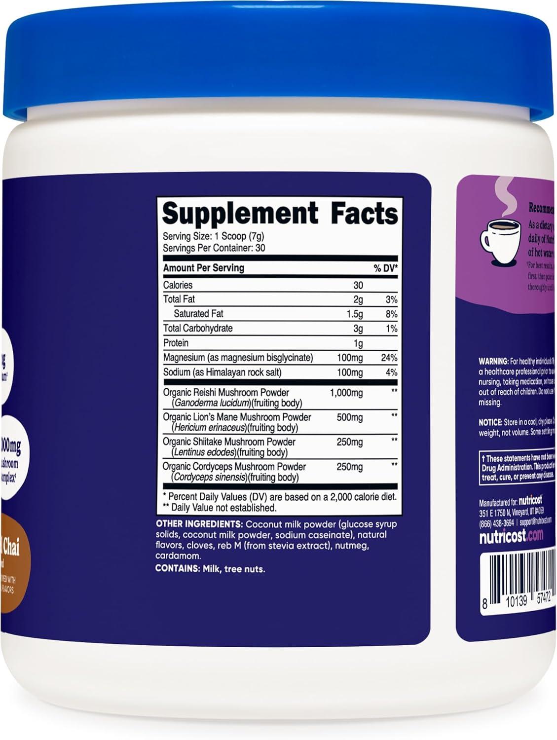 image:imageNutricost Nutrizen PM Unwind Adaptogenic Mushroom Drink Mocha Flavored 30 Servings Includes Reishi Lions Mane Shiitake CordycepsCaramel Chai