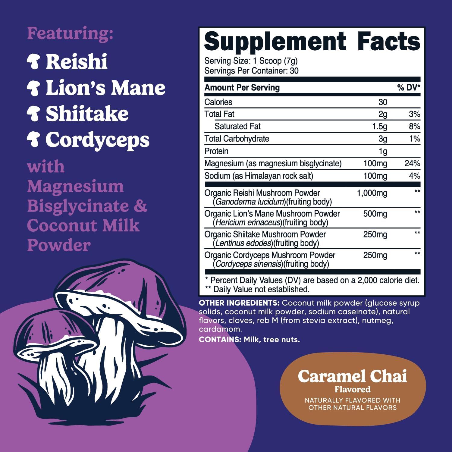 image:imageNutricost Nutrizen PM Unwind Adaptogenic Mushroom Drink Mocha Flavored 30 Servings Includes Reishi Lions Mane Shiitake CordycepsCaramel Chai