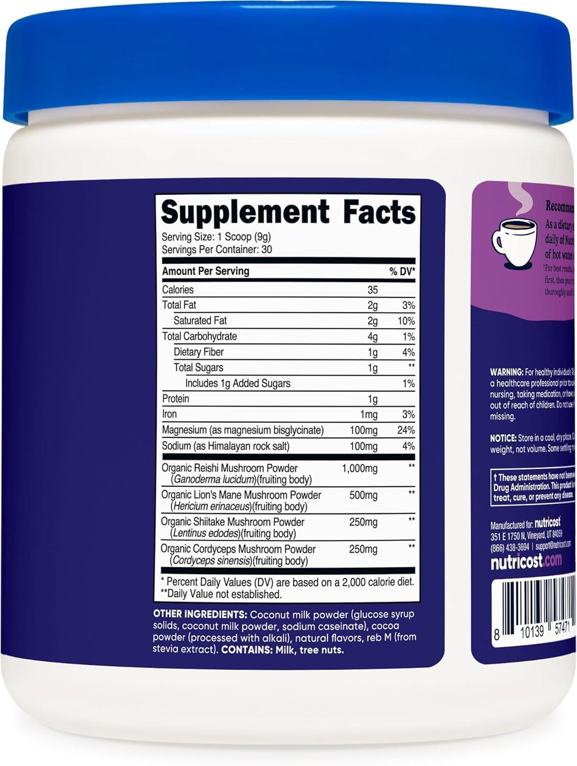 image:imageNutricost Nutrizen PM Unwind Adaptogenic Mushroom Drink Mocha Flavored 30 Servings Includes Reishi Lions Mane Shiitake CordycepsChocolate