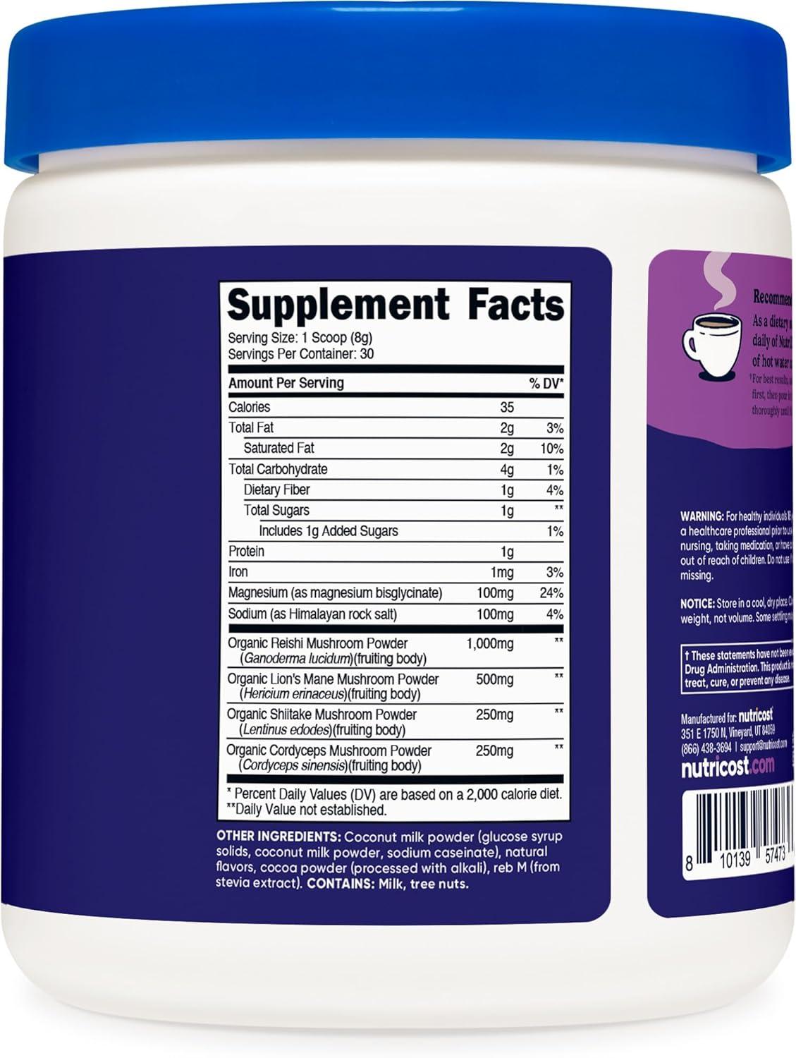 image:imageNutricost Nutrizen PM Unwind Adaptogenic Mushroom Drink Mocha Flavored 30 Servings Includes Reishi Lions Mane Shiitake CordycepsMocha