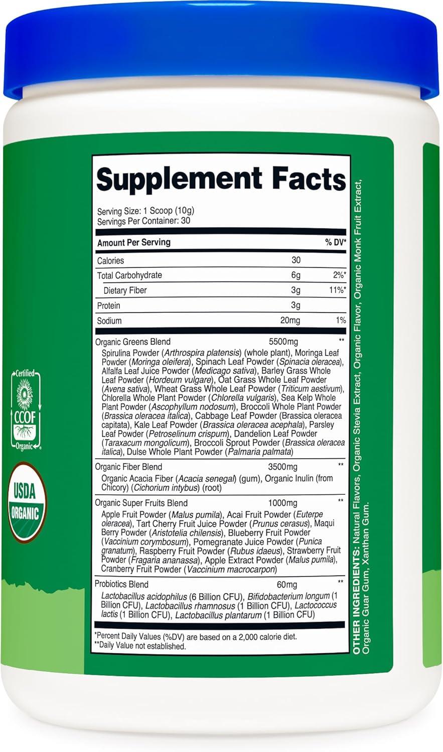 image:imageNutricost Organic Super Greens Powder 30 Servings Mixed Berry Flavor Superfood Supplement Drink MixUnflavoured