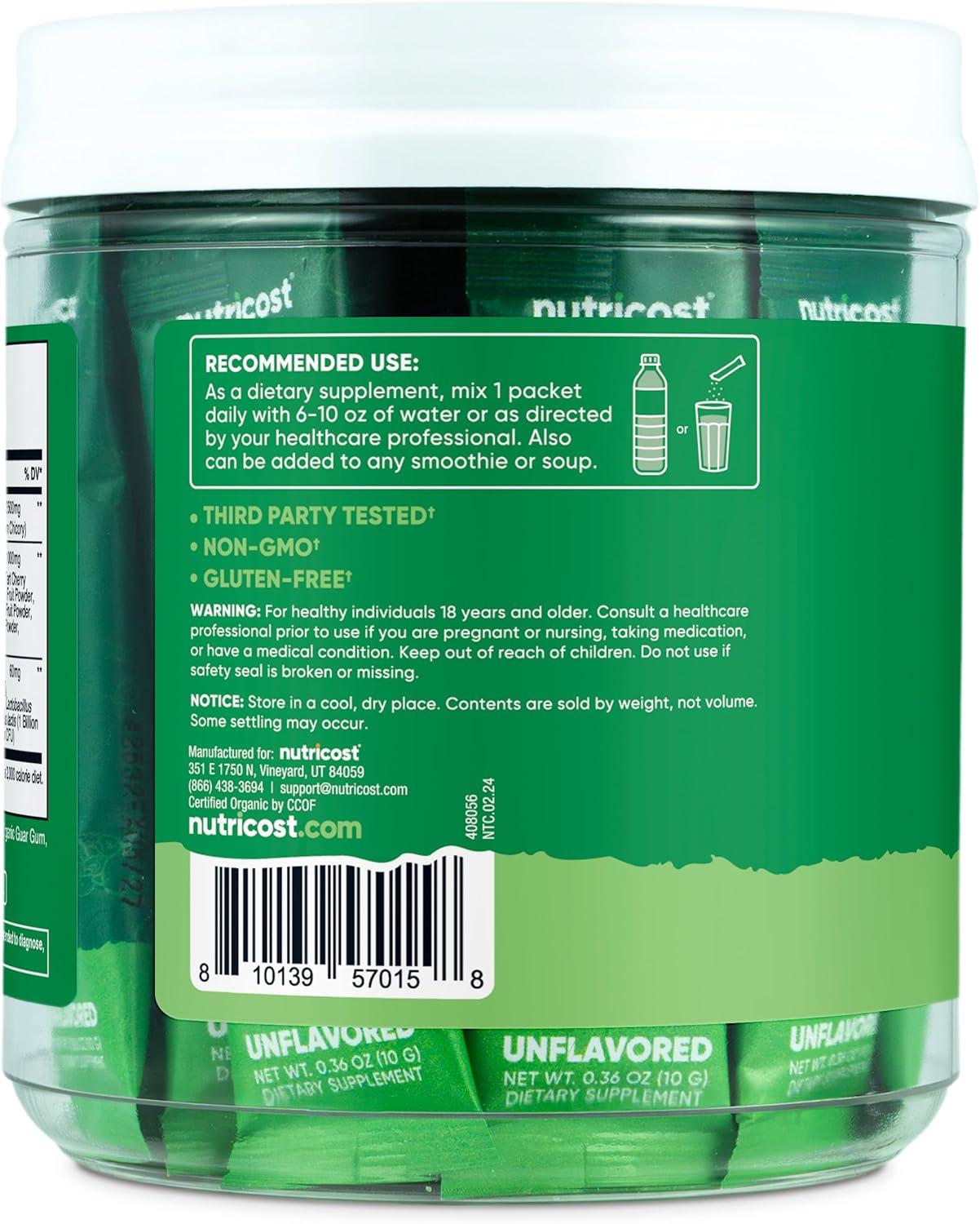 image:imageNutricost Organic Super Greens Unflavored 20 Stickpacks GlutenFree NonGMO