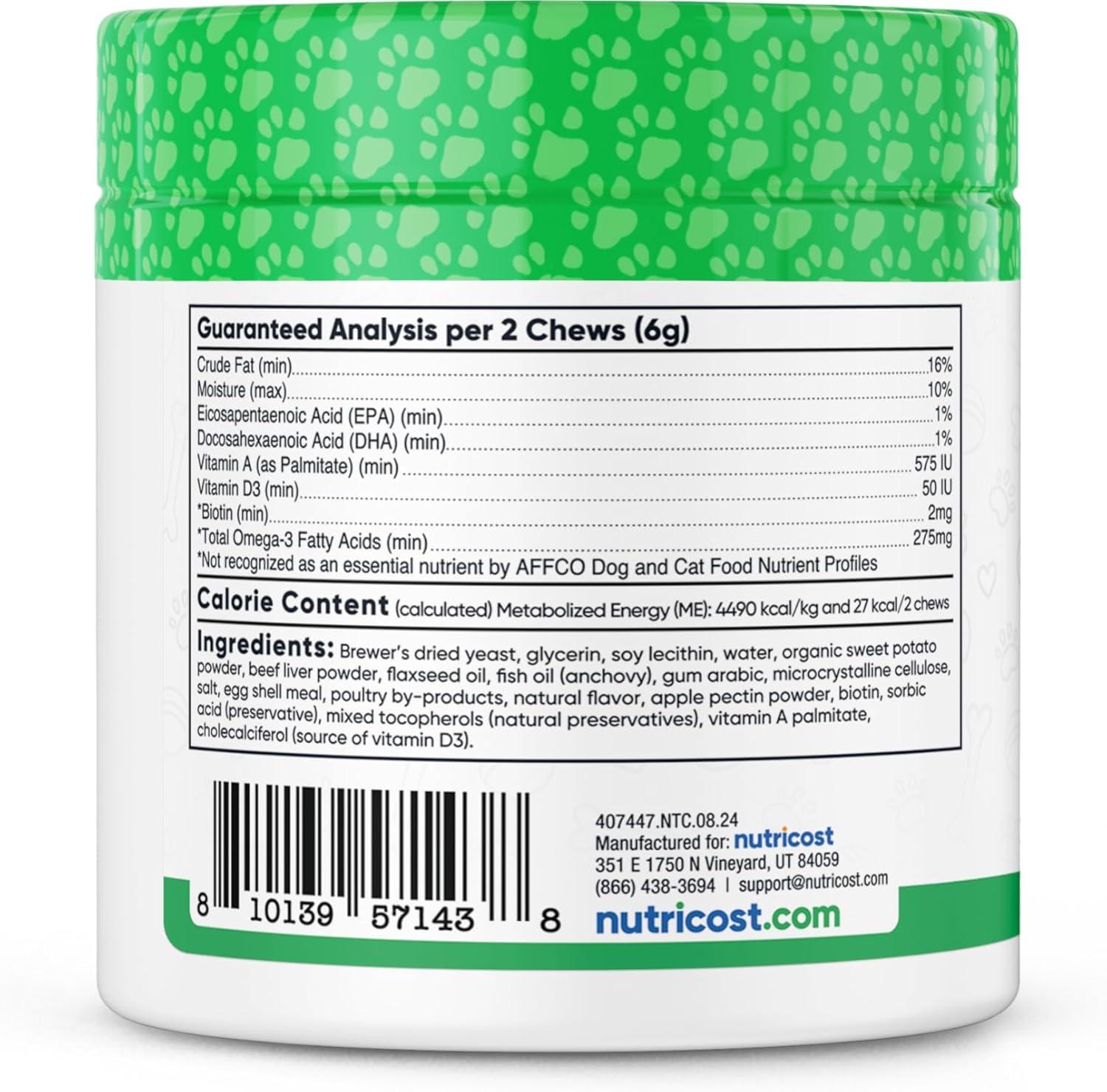 image:imageNutricost Pets Skin amp Coat Support Soft Chews for Dogs Beef Flavored 60 Soft Chews Helps Support A Glossy Coat amp Healthy Skin NASC Certified