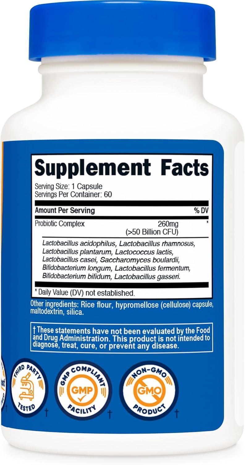image:imageNutricost Probiotic Complex 50 Billion CFU 60 Capsules Probiotic for Men and Women Vegetarian Capsules NonGMO Gluten Free60 Count Pack of 1
