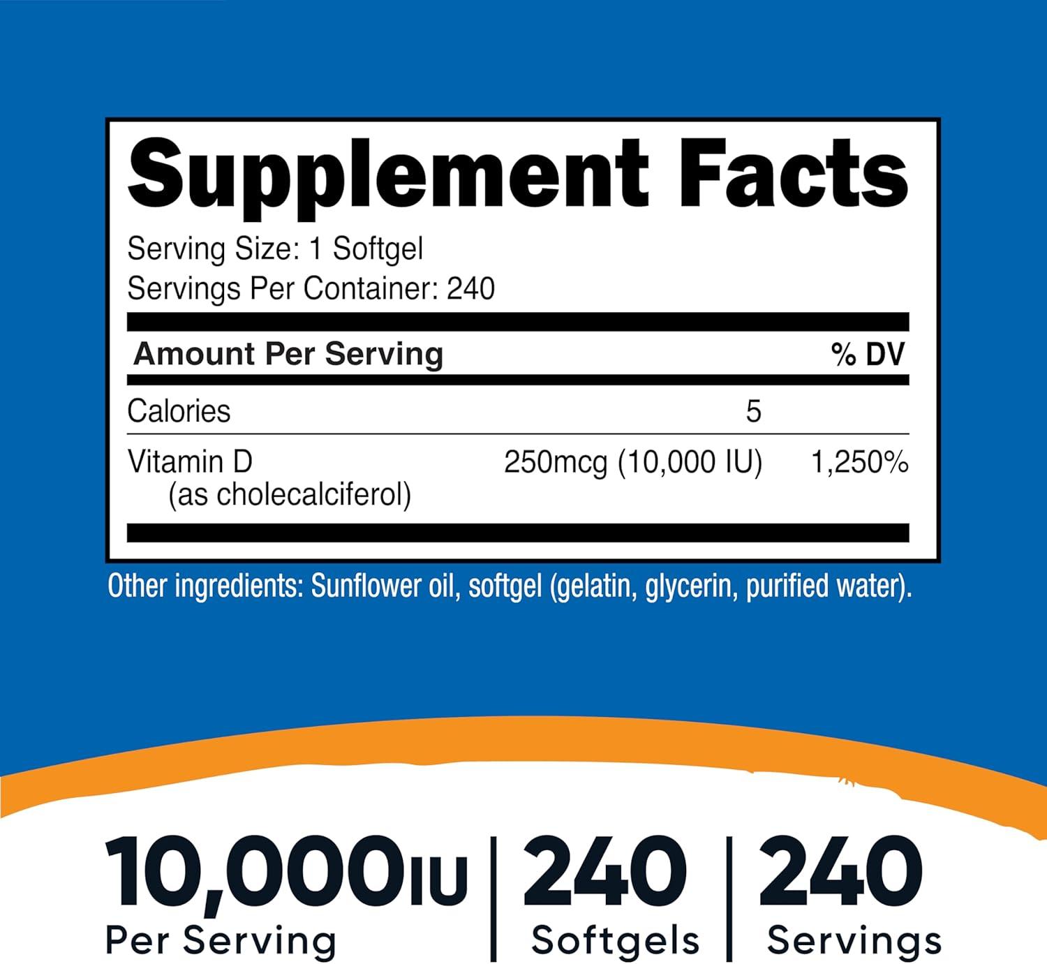 image:imageNutricost Vitamin D3 10000 IU 240 Softgel Capsules Potent NonGMO Gluten Free Vitamin D240 Count Pack of 2