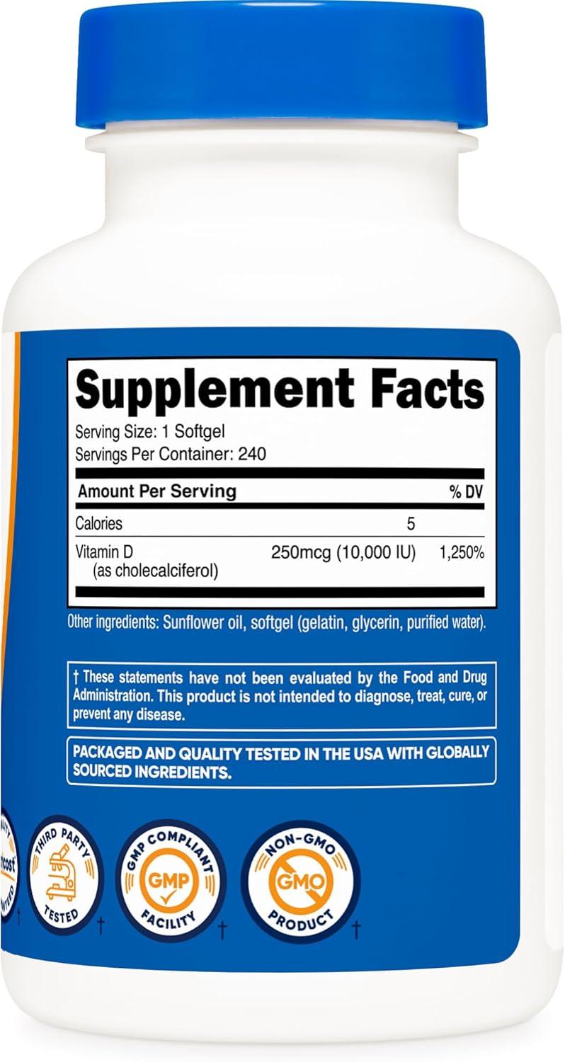 image:imageNutricost Vitamin D3 10000 IU 240 Softgel Capsules Potent NonGMO Gluten Free Vitamin D240 Count Pack of 2
