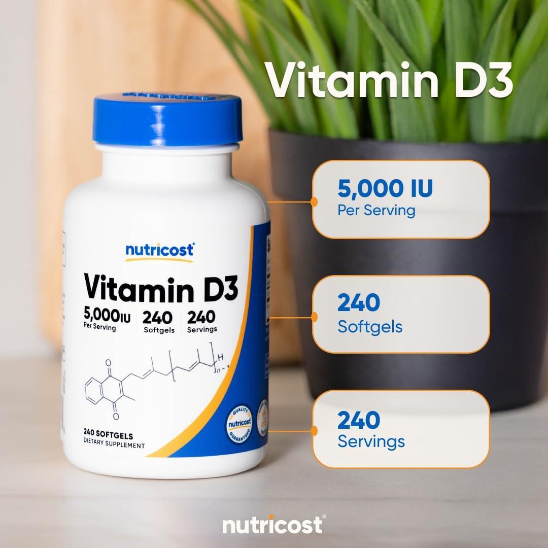 image:imageNutricost Vitamin D3 5000 IU 125mcg 240 Softgels NonGMO and Gluten Free Vitamin D240 Count Pack of 1