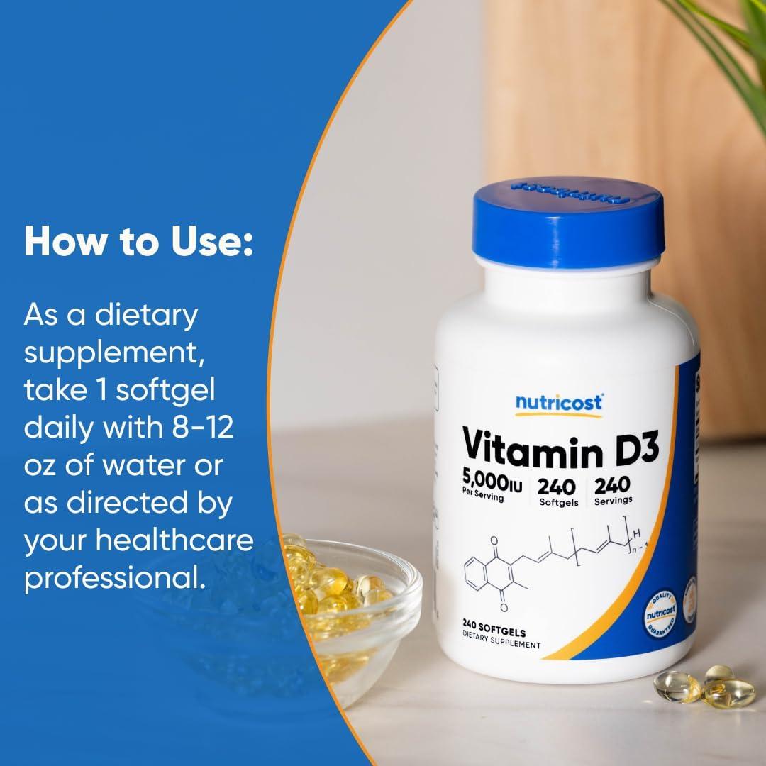 image:imageNutricost Vitamin D3 5000 IU 125mcg 240 Softgels NonGMO and Gluten Free Vitamin D240 Count Pack of 1