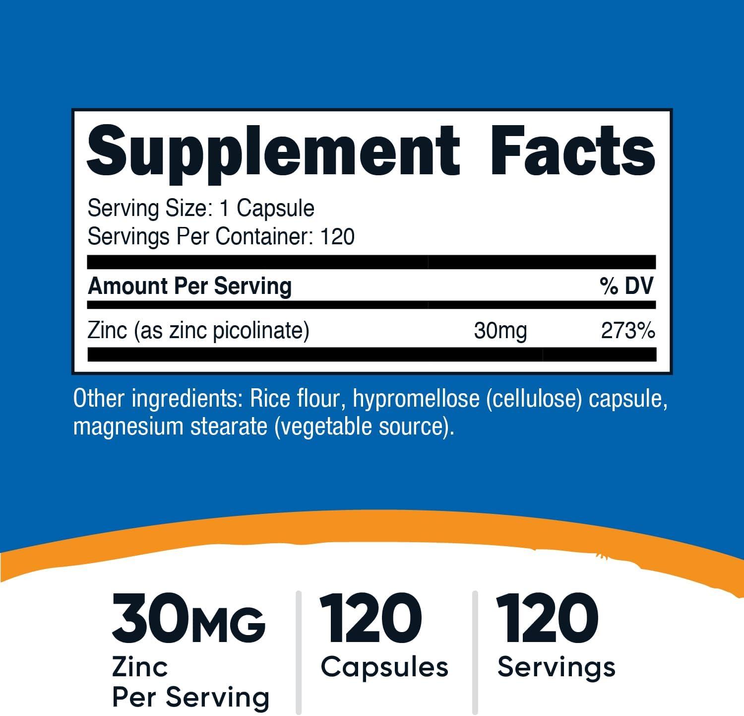 image:imageNutricost Zinc Picolinate 30mg 120 Capsules Gluten Free and NonGMO120 Count Pack of 1