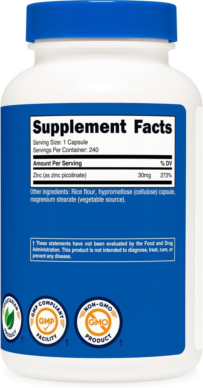 image:imageNutricost Zinc Picolinate 30mg 120 Capsules Gluten Free and NonGMO240 Count Pack of 1