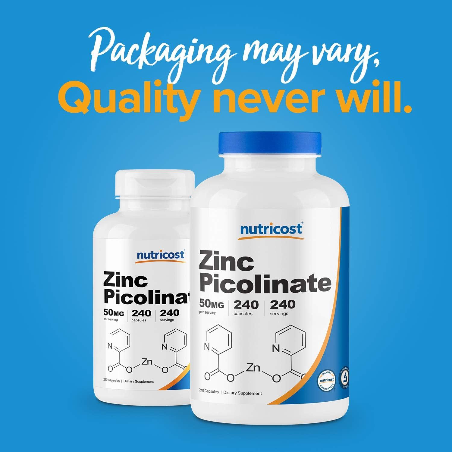 image:imageNutricost Zinc Picolinate 50mg 240 Vegetarian Capsules Gluten Free and NonGMO 240 Caps480 Caps 2 Bottles