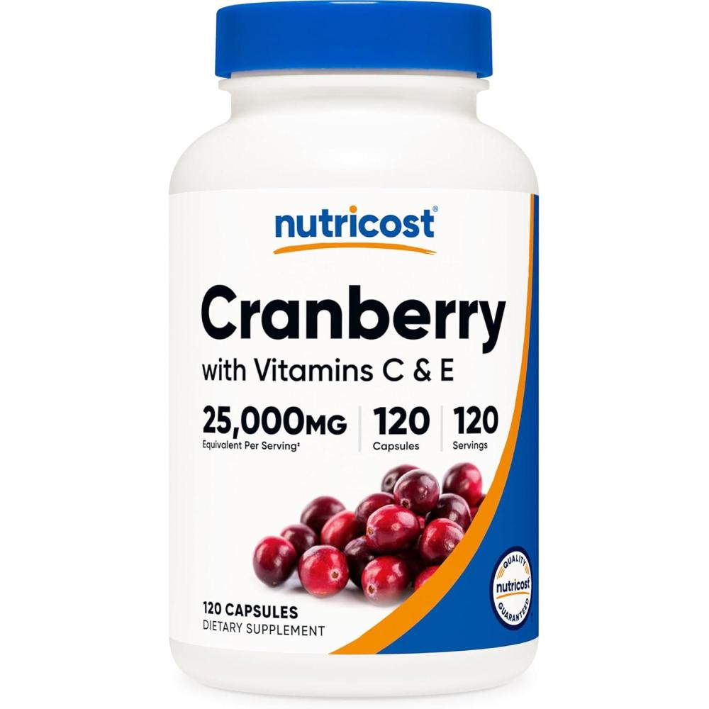 image:imageNutricost Cranberry Extract 25000mg Equivalent from 500mg of 501 Extract Per Serving 120 Capsules for 120 Servings Per Bottle  with 45 mg of Vitamin C amp 5 mg of Vitamin E120 Count Pack of 1