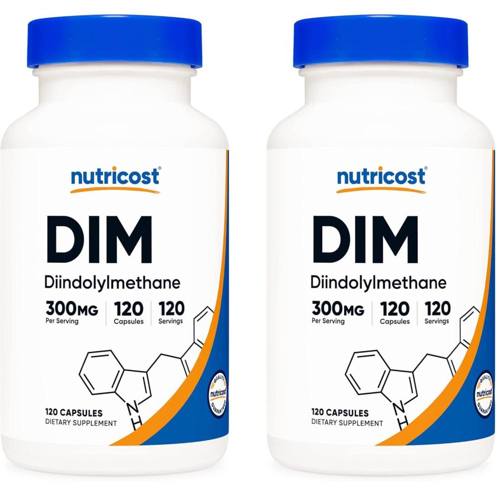 image:imageNutricost DIM Diindolylmethane Plus BioPerine 300mg 120 Vegetarian Capsules  Up to 4 Month Supply Max Strength DIM Supplement120 Count Pack of 2
