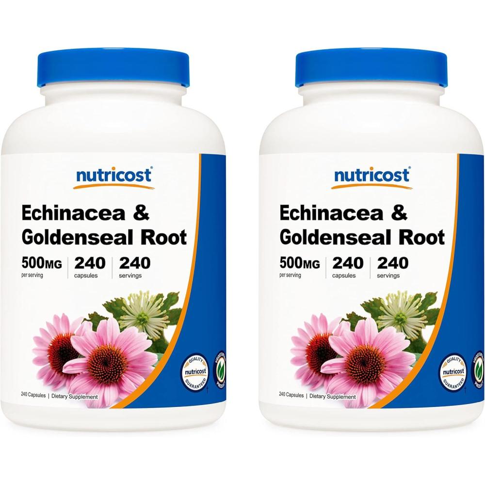 image:imageNutricost Echinacea amp Goldenseal Root 500mg 240 Capsules Vegetarian Caps Non GMO Gluten Free1 Count Pack of 2