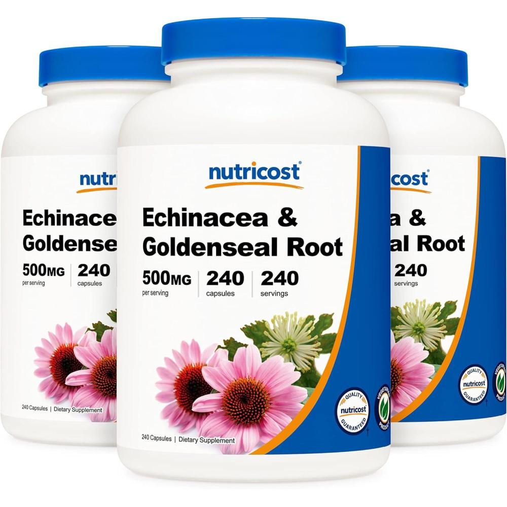 image:imageNutricost Echinacea amp Goldenseal Root 500mg 240 Capsules Vegetarian Caps Non GMO Gluten Free1 Count Pack of 3