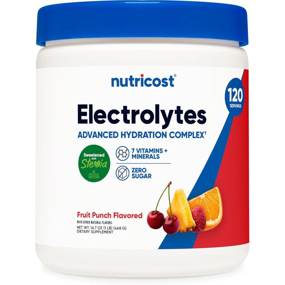 image:imageNutricost Electrolyte Complex Powder 60 Servings Blue Raspberry  Hydration Supplement Drink Mix with Vitamins and MineralsFruit Punch