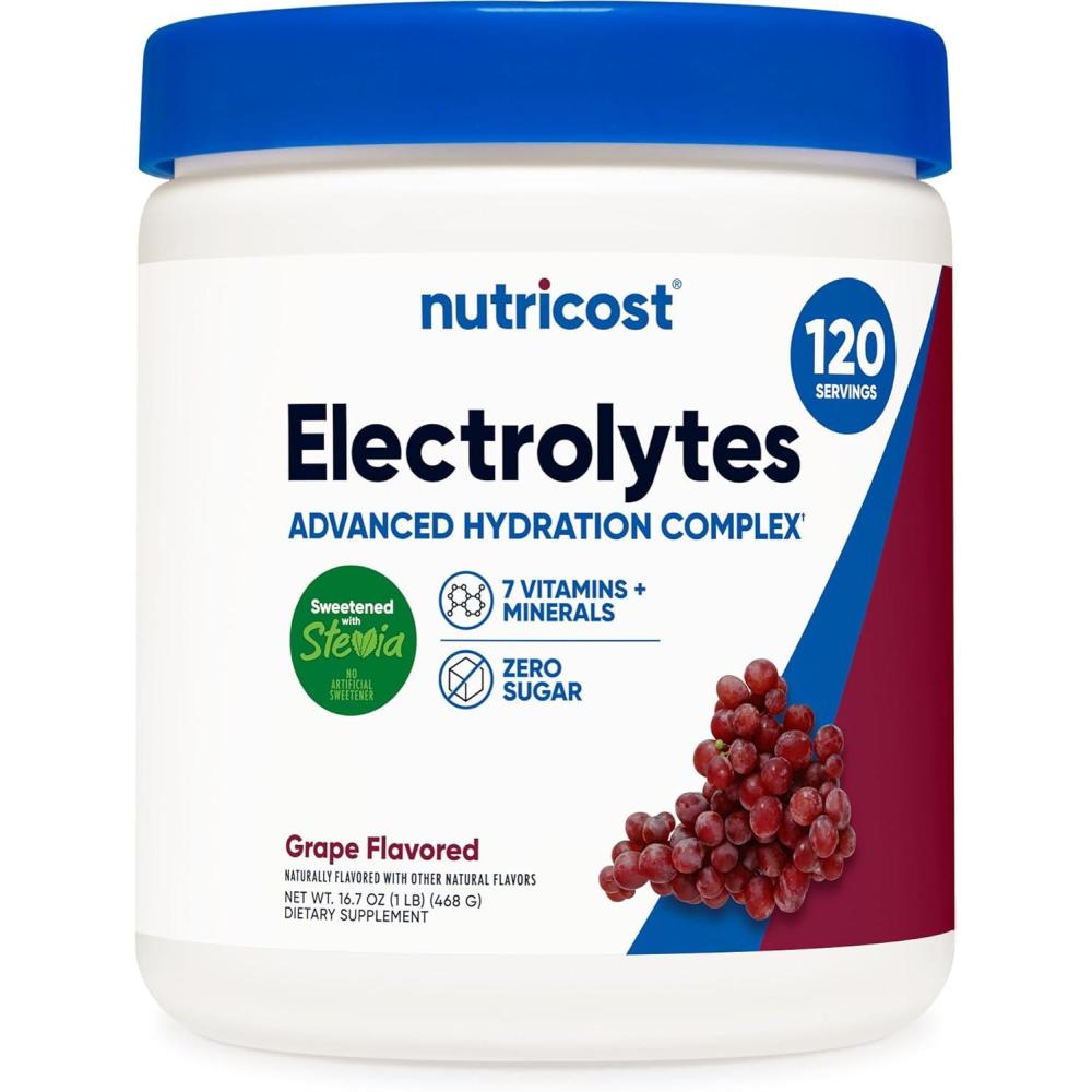 image:imageNutricost Electrolyte Complex Powder 60 Servings Blue Raspberry Hydration Supplement Drink Mix with Vitamins and MineralsGrape