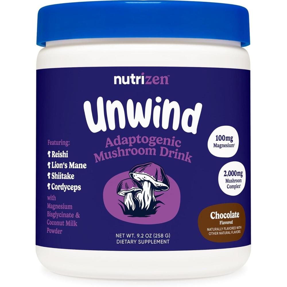 image:imageNutricost Nutrizen PM Unwind Adaptogenic Mushroom Drink Mocha Flavored 30 Servings Includes Reishi Lions Mane Shiitake CordycepsChocolate