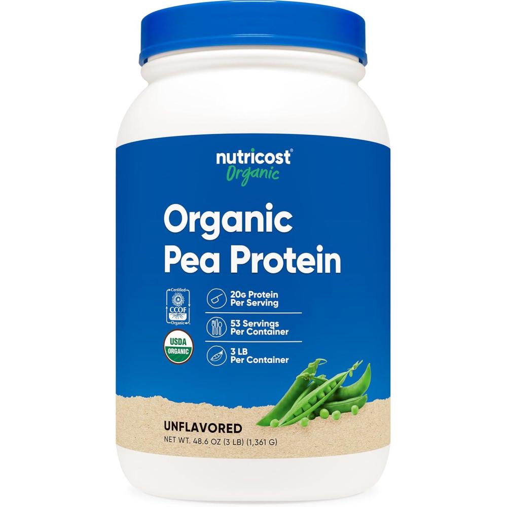 image:imageNutricost Organic Pea Protein Powder 3 LBS Unflavored Certified USDA Organic Protein from Plants Vegetarian Friendly Gluten Free NonGMO