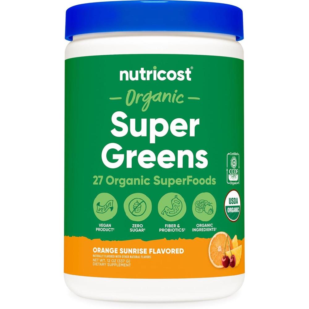 image:imageNutricost Organic Super Greens Powder 30 Servings Mixed Berry Flavor Superfood Supplement Drink MixOrange Sunrise