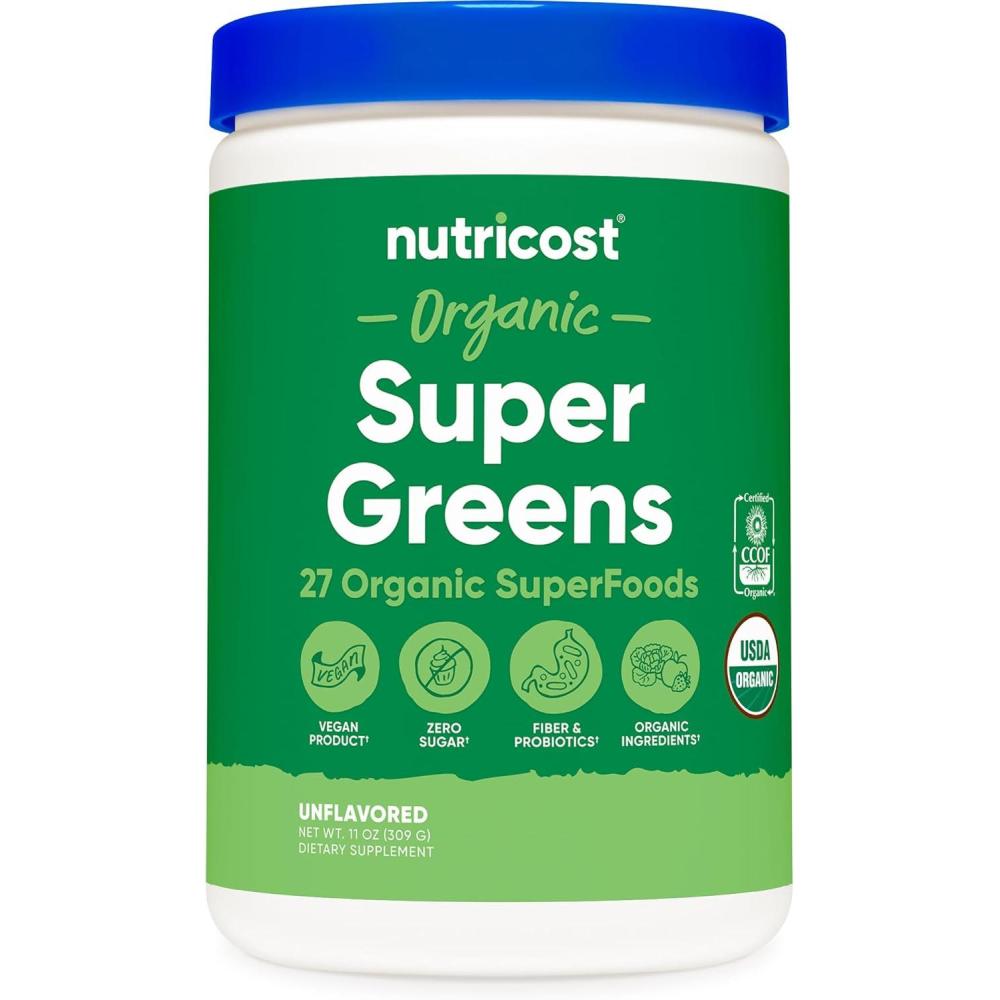 image:imageNutricost Organic Super Greens Powder 30 Servings Mixed Berry Flavor  Superfood Supplement Drink MixUnflavoured