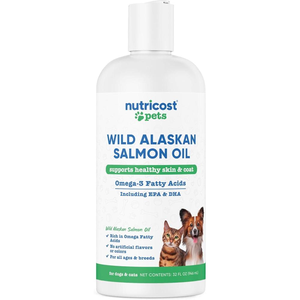 image:imageNutricost Pets Wild Alaskan Salmon Oil for Dogs and Cats 32 fl oz Supports Healthy Skin amp Coat Omega3 Fatty Acids Including EPA amp DHA